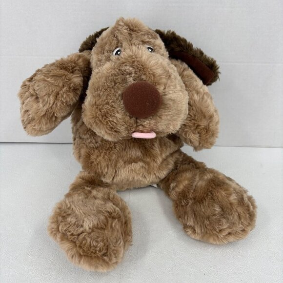 Chosun Puppy Dog Plush Tan Brown Wavy Fur Pink Tongue Floppy Laying Toy 22 Inch - Picture 4 of 8